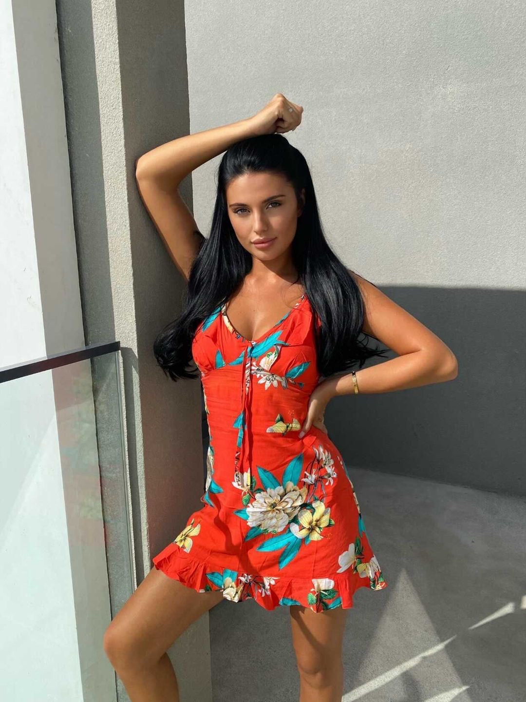 Red Ditsy Floral Dress