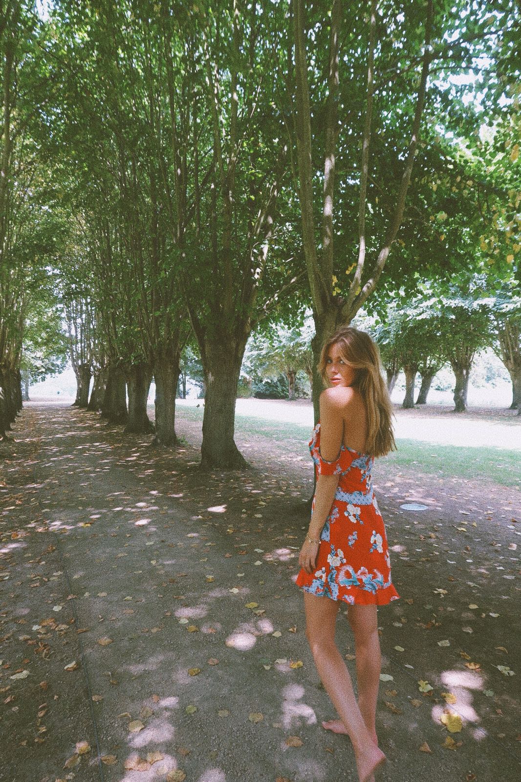 Red Floral V-Neck Mini Dress